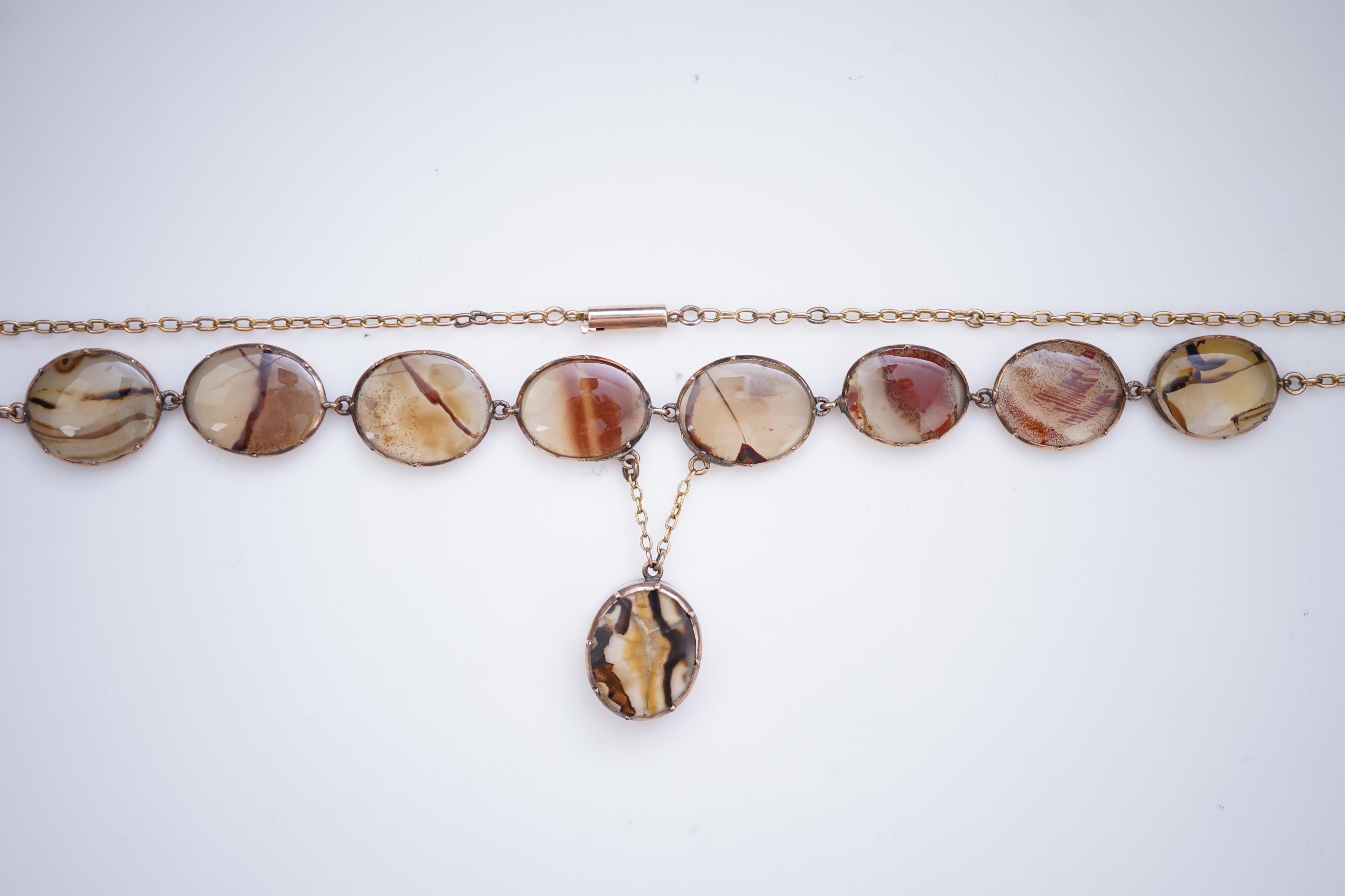 A Georgian agate necklace, early 19th century and later